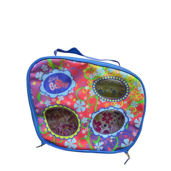 Littlest Pet Shop Travel Carry Case Blue Vinyl Plastic Zip Up  5 Compartments - Picture 1 of 3